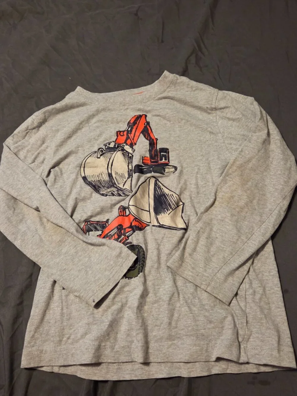 🚸4/$12🚸Gymboree Boys Grey Long Sleeve T-Shirt Size 7 Construction Dump Truck